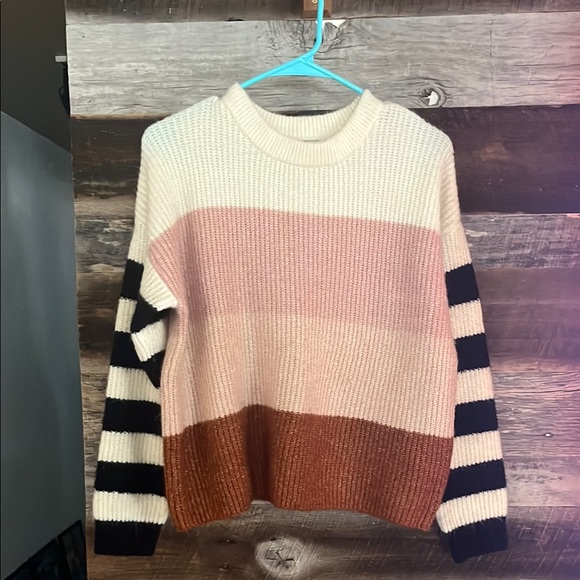 Truly Madly Deeply Cream, Black and Pink Crew Neck Sweater - Picture 1 of 7